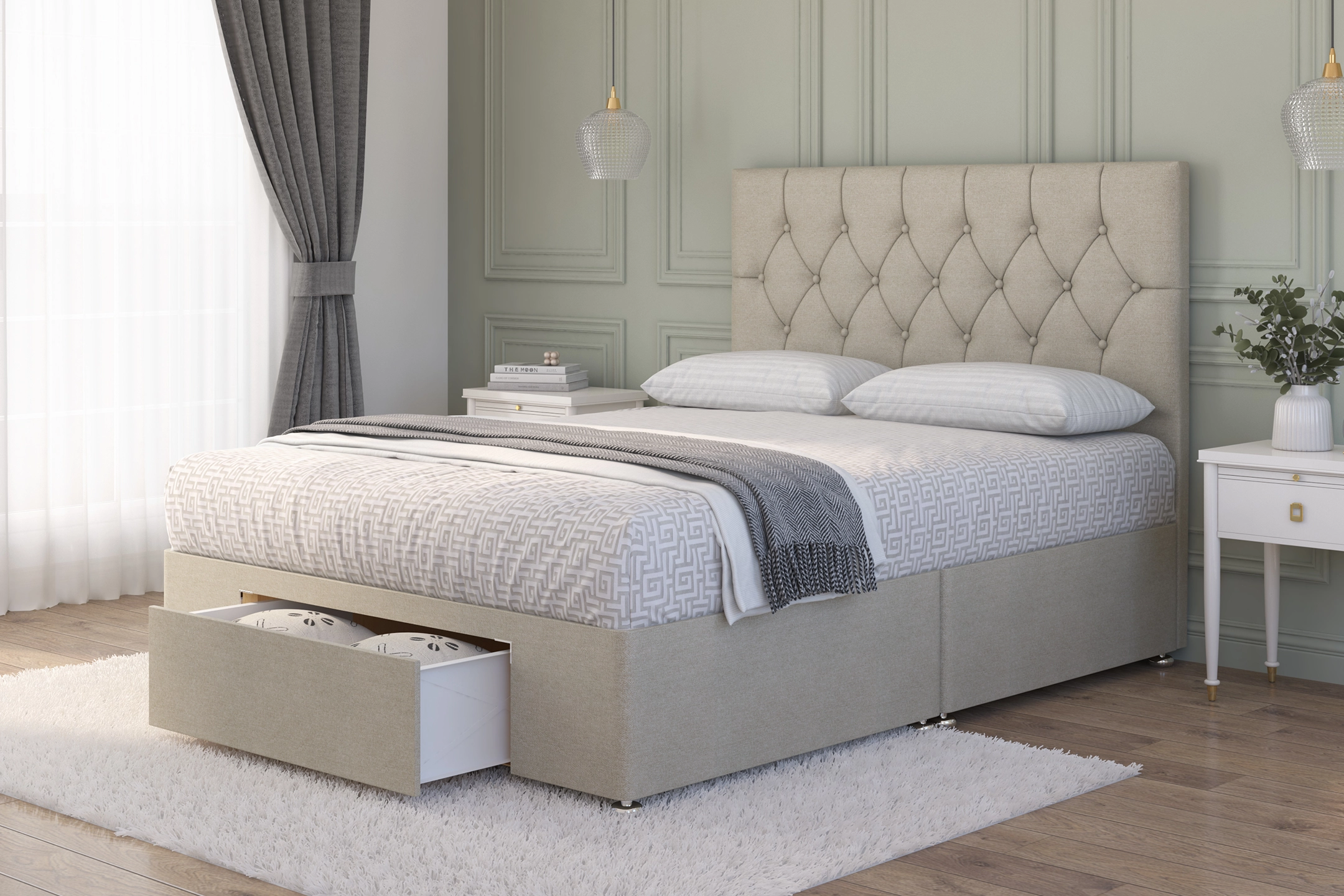 divan bed with foot drawers